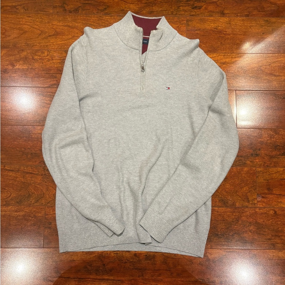 Tommy Hilfiger Light Gray Quarter Zip Sweater
